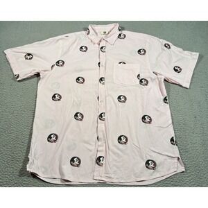 Wes and Willy Shirt Mens‎ Large Pink White Striped Florida State Seminoles